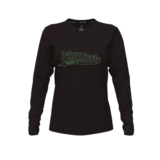 [FTLVCFBK-FYXS-LOGO2] Comfort T-Shirt (Female Youth XS, Black, V Neck, Logo 2, Long Sleeve)