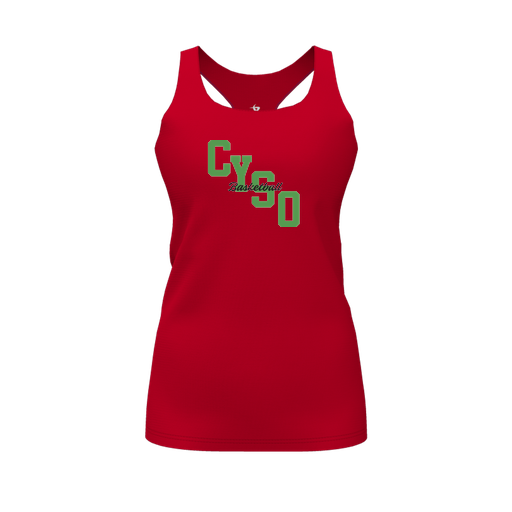 [CUS-DFW-RCBK-PER-RED-FYS-LOGO1] Racerback Tank Top (Female Youth S, Red, Logo 1)