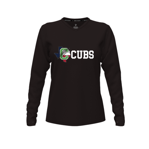 [FTLVCFBK-FYXS-LOGO3] Decker Comfort T-Shirt (Female Youth XS, Black, V Neck, Logo 3, Long Sleeve)