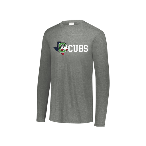 [FTLCUBGY-YS-LOGO3] Decker Youth Tri-Blend T-Shirt - Long Sleeve (Youth S, Gray, Logo 3)