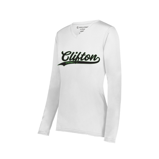 [222824.005.S-LOGO2] Ladies LS Smooth Sport Shirt (Female Adult S, White, Logo 2)